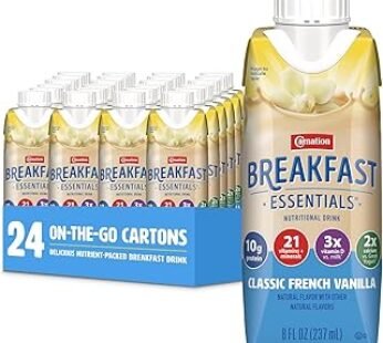 Carnation Breakfast Essentials Ready-to-Drink, Classic French Vanilla, 8 FL OZ Carton (Pack of 24)