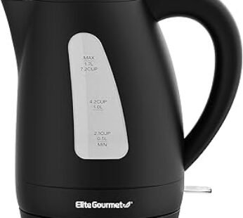 Elite Gourmet EKT8690 1.7L Electric Tea Kettle 1500W Hot Water Heater Boiler BPA-Free, Fast Boil, Water Level Window and A…