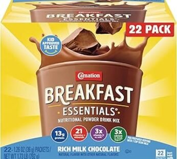 Carnation Breakfast Essentials Powder Drink Mix, Rich Milk Chocolate, 22 Count Box of 1.26 Ounce Packets