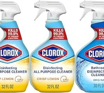 Clorox Disinfecting All-Purpose Cleaner 32 Oz and Disinfecting Bathroom Cleaner, Household Essentials, 30 Oz, Pack of 3
