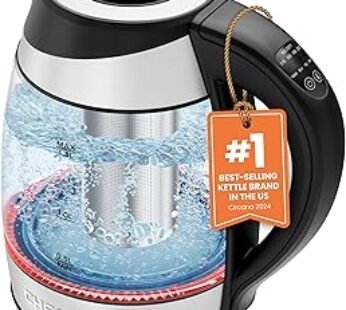Chefman Electric Kettle with Temperature Control, 5 Presets LED Indicator Lights, Removable Tea Infuser, Glass Tea Kettle…