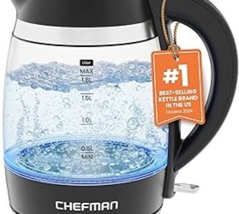 Chefman Electric Kettle, 1.8L 1500W, Hot Water Boiler, Removable Lid for Easy Cleaning, Auto Shut Off, Boil-Dry Protectio…