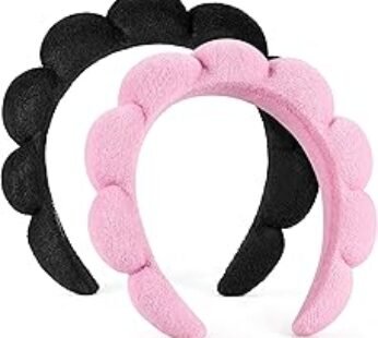 Ztomine Spa Headbands for Washing Face or Facial, Set of 2 Skincare Headbands, Terry Cloth Headband Wash Combo Pack – Puff…
