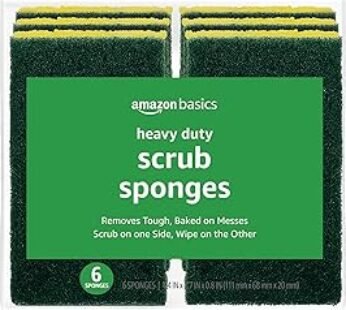 Amazon Basics Heavy Duty Scrub Sponges, Dual-Sided Design, Yellow/Green, 6-Pack